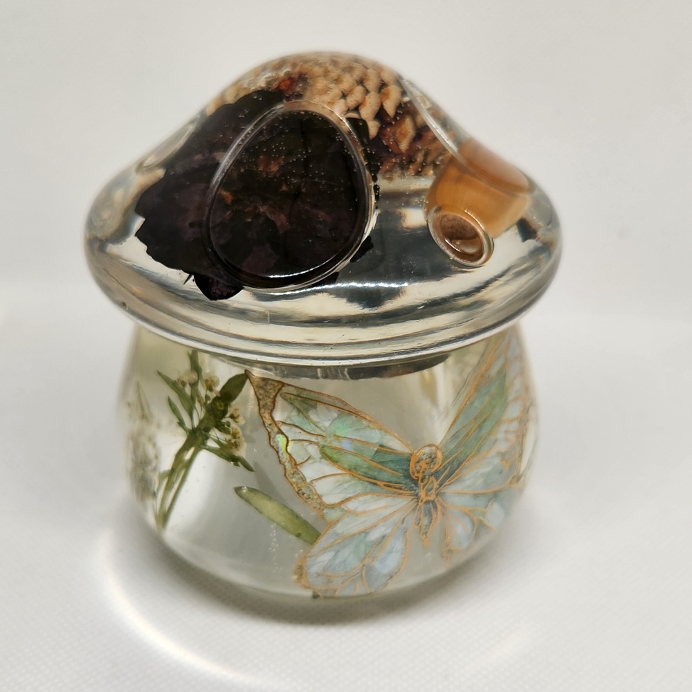 Resin Mushroom Floral Jar